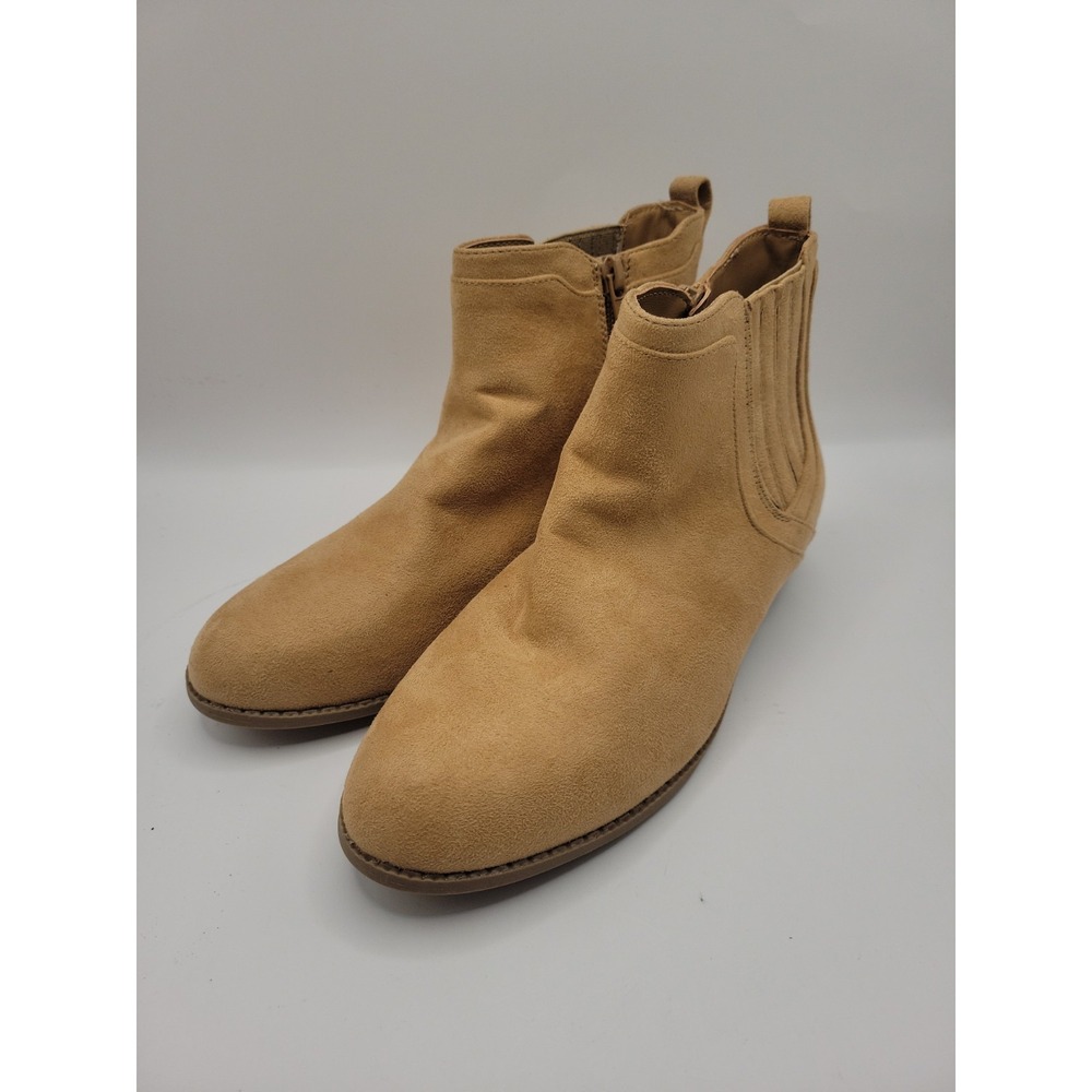 NWOT Nordstrom Tan Faux-Suede Chelsea Ankle Boots Zipper Size 5